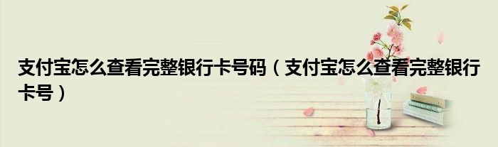 支付宝怎么查看完整银行卡号码(支付宝怎么查看完整银行卡号)