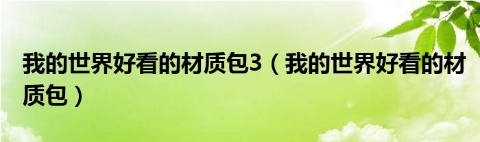 我的世界好看的材质包3(我的世界好看的材质包)