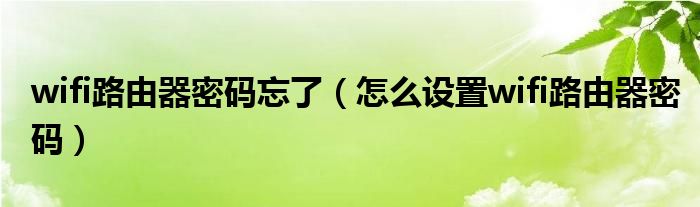 wifi路由器密码忘了(怎么设置wifi路由器密码)