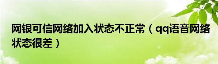网银可信网络加入状态不正常(qq语音网络状态很差)