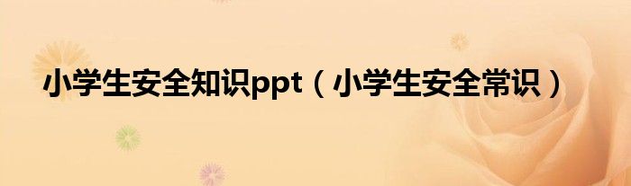 小学生安全知识ppt(小学生安全常识)