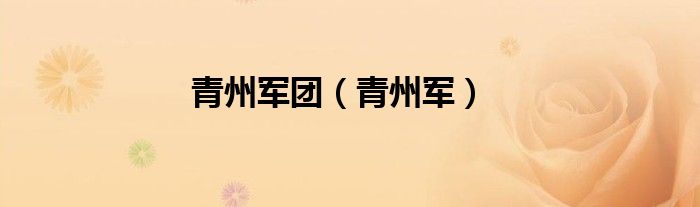 青州军团（青州军）