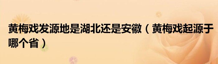 黄梅戏发源地是湖北还是安徽(黄梅戏起源于哪个省)