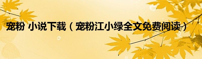 宠粉 小说下载(宠粉江小绿全文免费阅读)