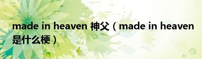 made in heaven 神父(made in heaven是什么梗)