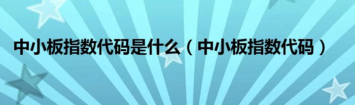中小板指数代码是什么(中小板指数代码)