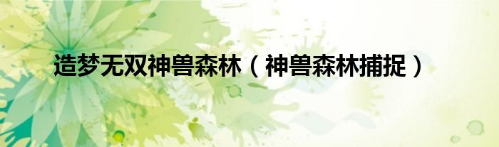 造梦无双神兽森林(神兽森林捕捉)