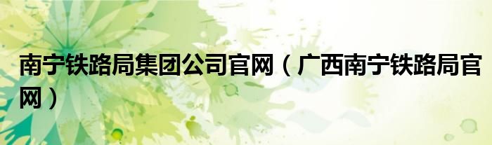 南宁铁路局集团公司官网(广西南宁铁路局官网)
