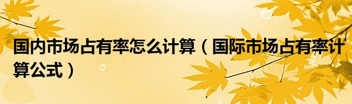 国内市场占有率怎么计算(国际市场占有率计算公式)