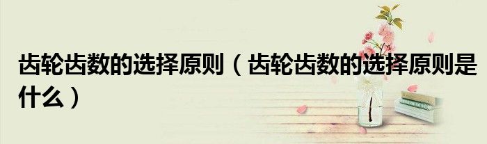 齿轮齿数的选择原则(齿轮齿数的选择原则是什么)