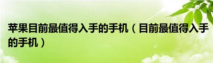 苹果目前最值得入手的手机(目前最值得入手的手机)