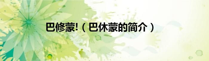 巴修蒙!(巴休蒙的简介)
