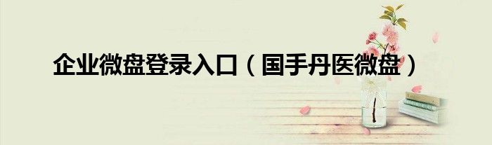 企业微盘登录入口(国手丹医微盘)