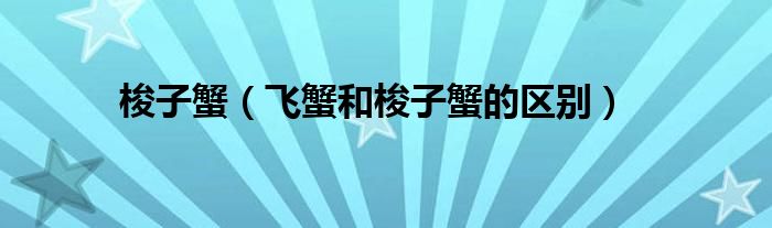 梭子蟹(飞蟹和梭子蟹的区别)