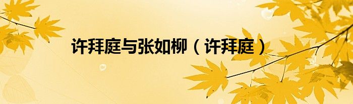 许拜庭与张如柳（许拜庭）