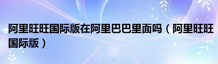 阿里旺旺国际版在阿里巴巴里面吗(阿里旺旺国际版)