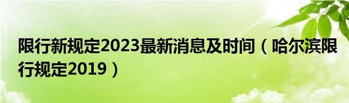 限行新规定2023最新消息及时间(哈尔滨限行规定2019)