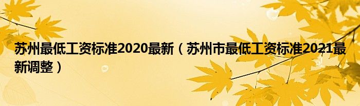 苏州最低工资标准2020最新(苏州市最低工资标准2021最新调整)