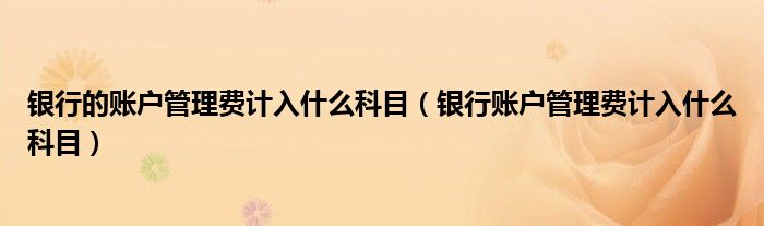 银行的账户管理费计入什么科目(银行账户管理费计入什么科目)