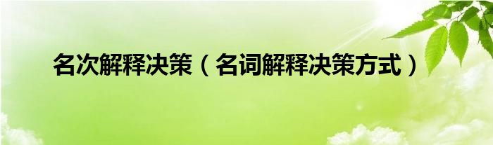 名次解释决策(名词解释决策方式)