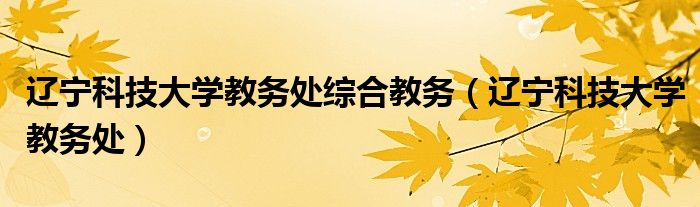 辽宁科技大学教务处综合教务(辽宁科技大学教务处)