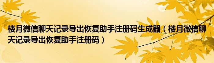 楼月微信聊天记录导出恢复助手注册码生成器(楼月微信聊天记录导出恢复助手注册码)