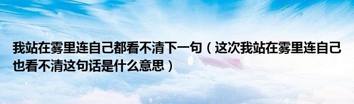 我站在雾里连自己都看不清下一句(这次我站在雾里连自己也看不清这句话是什么意思)