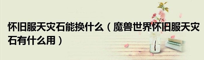 怀旧服天灾石能换什么(魔兽世界怀旧服天灾石有什么用)