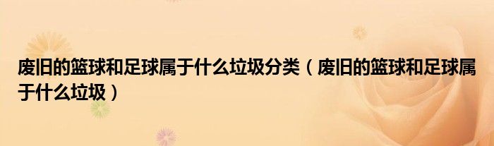 废旧的篮球和足球属于什么垃圾分类(废旧的篮球和足球属于什么垃圾)