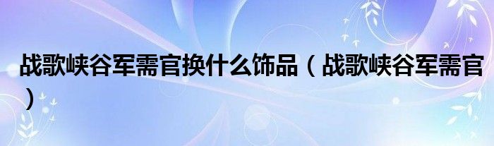 战歌峡谷军需官换什么饰品(战歌峡谷军需官)