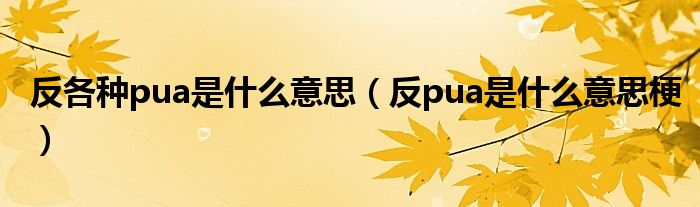 反各种pua是什么意思(反pua是什么意思梗)