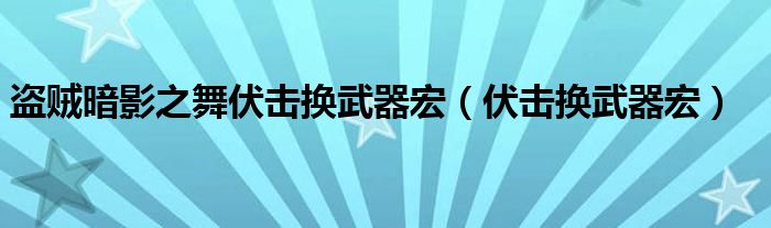 盗贼暗影之舞伏击换武器宏(伏击换武器宏)