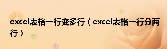 excel表格一行变多行(excel表格一行分两行)