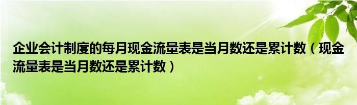 企业会计制度的每月现金流量表是当月数还是累计数(现金流量表是当月数还是累计数)