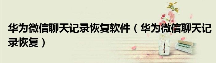 华为微信聊天记录恢复软件(华为微信聊天记录恢复)
