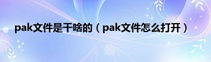 pak文件是干啥的(pak文件怎么打开)