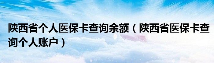陕西省个人医保卡查询余额(陕西省医保卡查询个人账户)
