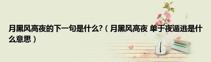 月黑风高夜的下一句是什么?(月黑风高夜 单于夜遁逃是什么意思)