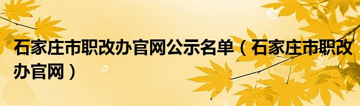 石家庄市职改办官网公示名单(石家庄市职改办官网)