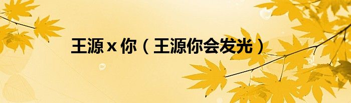 王源ⅹ你（王源你会发光）