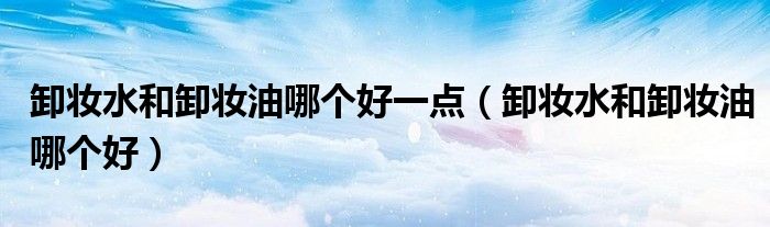 卸妆水和卸妆油哪个好一点(卸妆水和卸妆油哪个好)