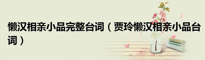 懒汉相亲小品完整台词(贾玲懒汉相亲小品台词)