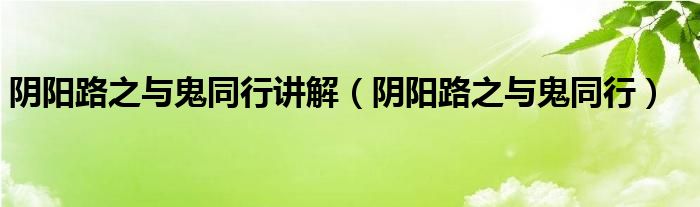 阴阳路之与鬼同行讲解(阴阳路之与鬼同行)