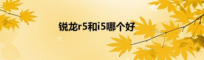 锐龙r5和i5哪个好
