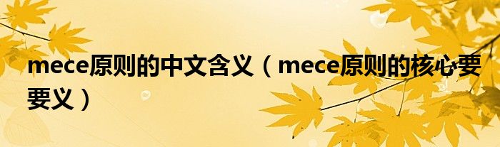 mece原则的中文含义(mece原则的核心要要义)