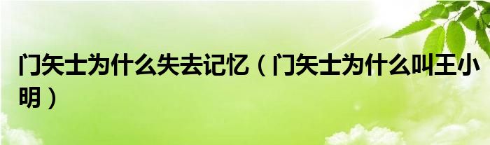 门矢士为什么失去记忆(门矢士为什么叫王小明)