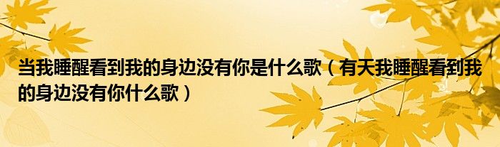 当我睡醒看到我的身边没有你是什么歌(有天我睡醒看到我的身边没有你什么歌)