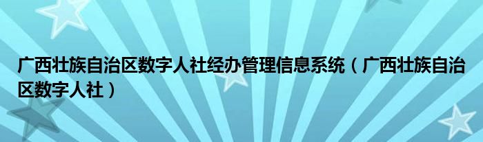 广西壮族自治区数字人社经办管理信息系统(广西壮族自治区数字人社)