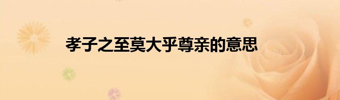 孝子之至莫大乎尊亲的意思