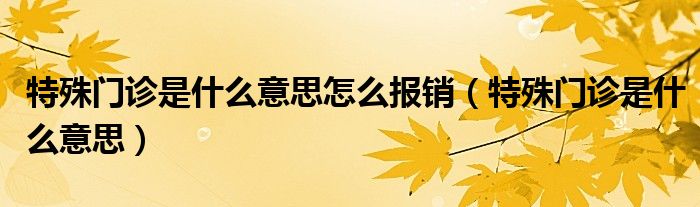 特殊门诊是什么意思怎么报销(特殊门诊是什么意思)